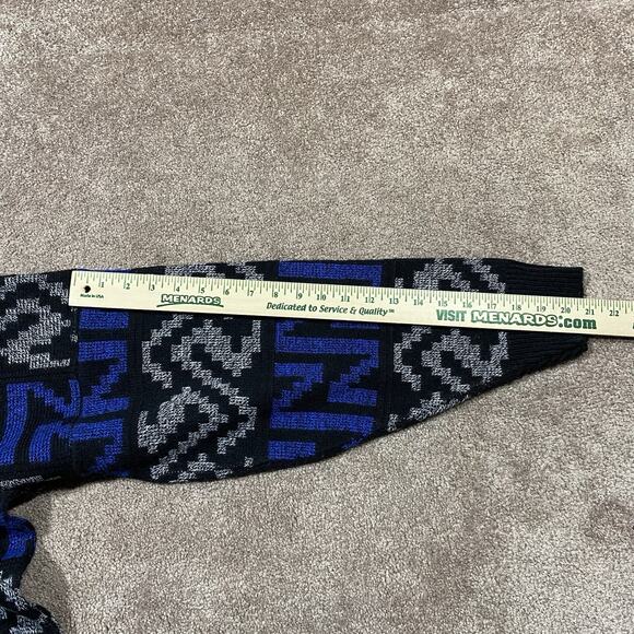 VTG Sweater Graphix Geometric Knit Sweater XL Made USA 80s 90s Blue Black - Picture 8 of 9